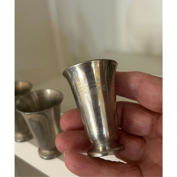 Vintage Pewter Shot Glass Set - Picture 2 of 5